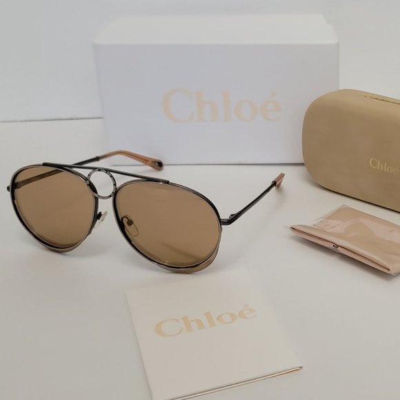 CHLOE CE144S Metal Mirrored Romie Aviator Sunglasses - Picture 5 of 15